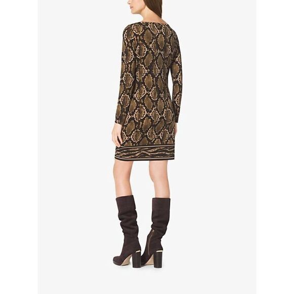 MICHAEL MICHAEL KORS Python-Print Matte-Jersey Shift Dress sz XS - Picture 2 of 8